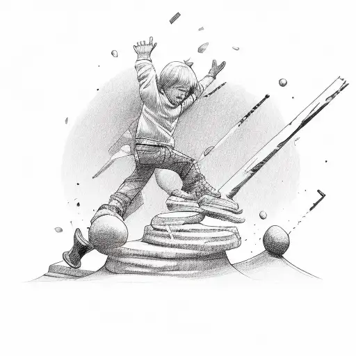 "never too high never too low" with a balance beam tattoo design idea