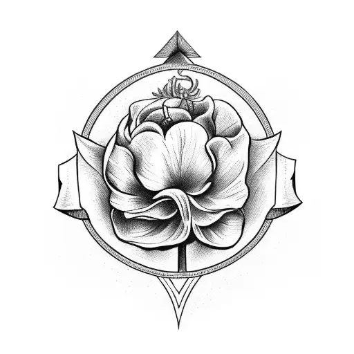 Apollo and hyacinth flower on bow/arrow  tattoo design idea