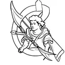 Apollo holding bow/arrow with hyacinths wrapped around arrow  tattoo design idea