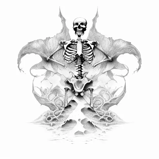 skeleton beach tattoo design idea