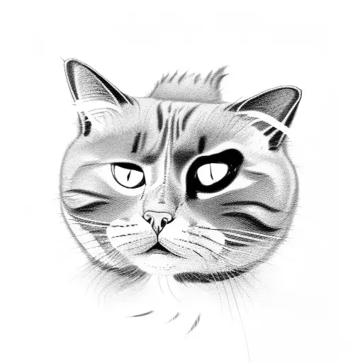 Cat in suit, smoking ciggar tattoo design idea