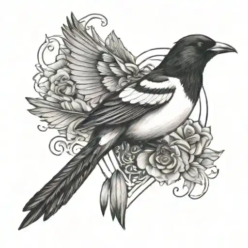 dad heven heart magpie tattoo design idea
