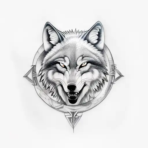 A realistic tattoo of Fenrir, the wolf, howling at the moon with musical notes floating around it tattoo design idea