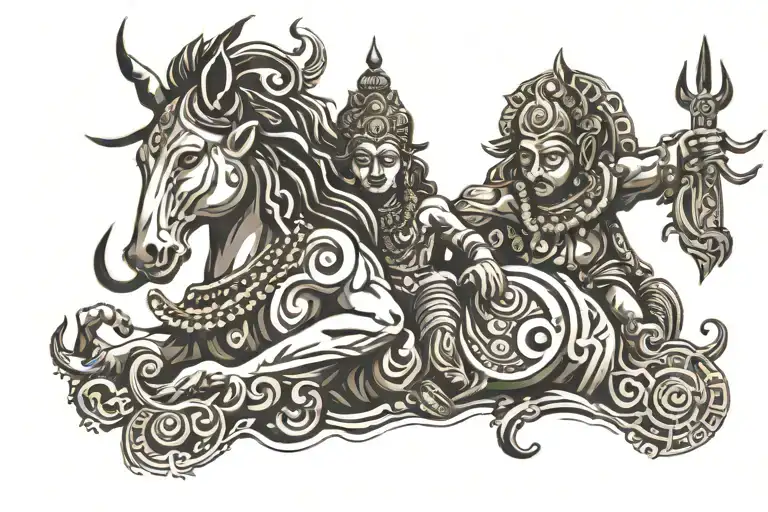 Lord Shiva and Nandi within the presence tattoo design idea