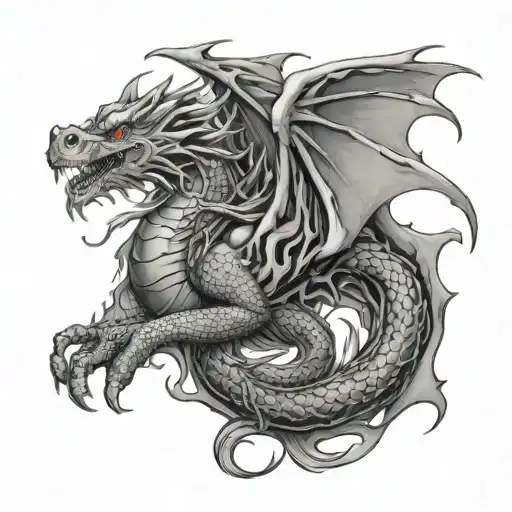 dragon wrapped length wise tattoo design idea