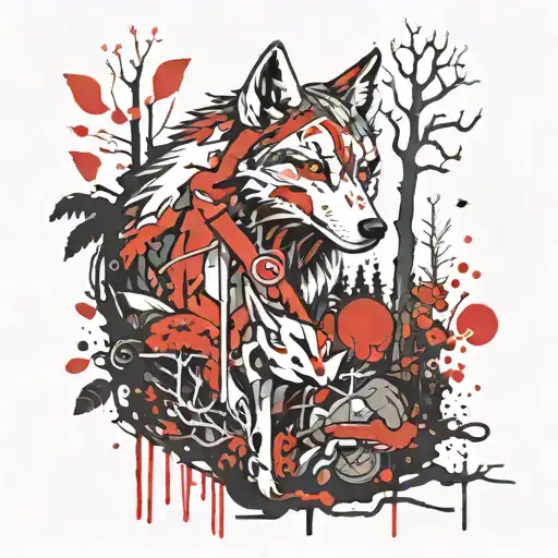 princess mononoke inside a forest tattoo design idea