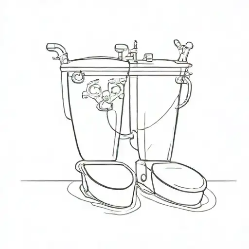 Tattoo style two toilets side by side with small break between them tattoo design idea