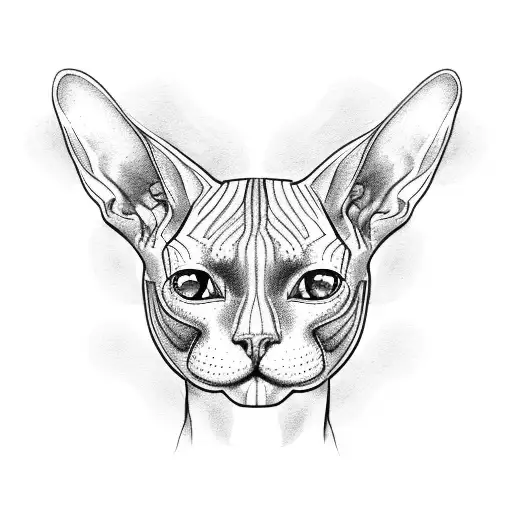 Sphynx cat three heads tattoo design idea
