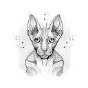Sphynx cat three-headed tattoo design idea