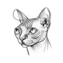Sphynx cat three-headed tattoo design idea
