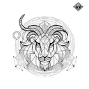 geometric complilation of capricorn ram and leo lion for chest or half sleeve tattoo design idea