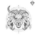 geometric complilation of capricorn ram and leo lion for chest or half sleeve tattoo design idea