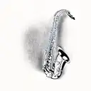 saxophone with notes tattoo design idea