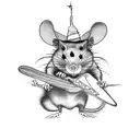 A standing rat with a skateboard,cigarette and a hat on his head tattoo design idea