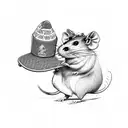 A standing rat with a skateboard,cigarette and a hat on his head tattoo design idea