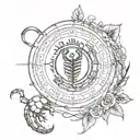 scorpio horscope sign with death rose tattoo design idea