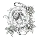 scorpio horscope sign with death rose tattoo design idea