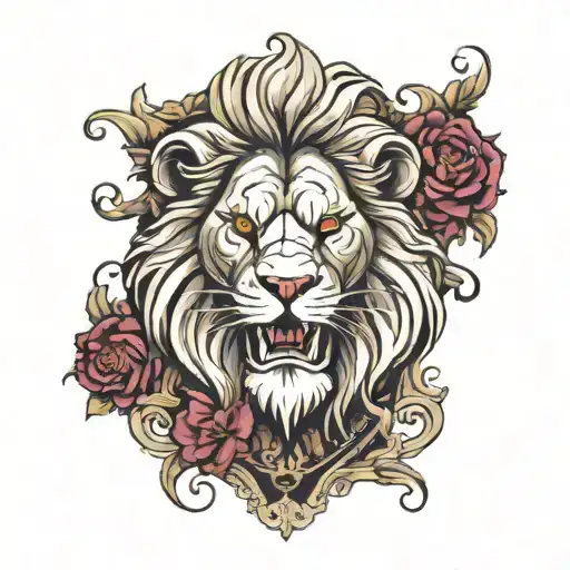 lion aston villa surrounded tattoo design idea