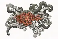 medusa as a throat tattoo and blackout style on top tattoo design idea