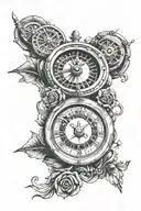 Clocks and roulette wheel tattoo design idea