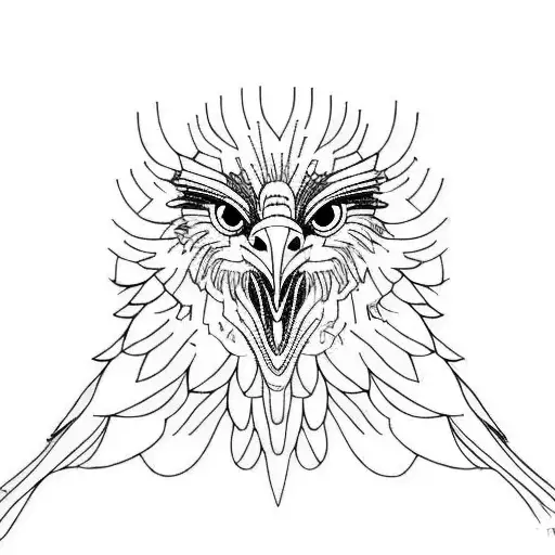 Camera lens morphing into a bearded vulture tattoo design idea