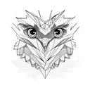 Camera lens morphing into a bearded vulture tattoo design idea