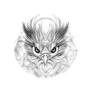 Camera lens morphing into a bearded vulture tattoo design idea