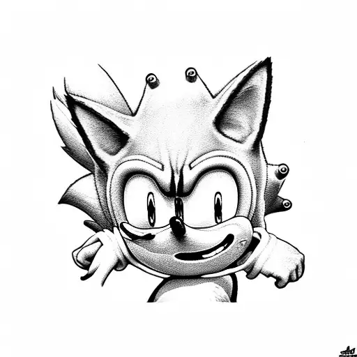 sonic the hedgehog chilling on the beach with shilli dog tattoo design idea