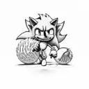 sonic the hedgehog chilling on the beach with shilli dog tattoo design idea
