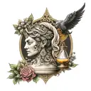5 stoic virtues discipline Justice wisdom courage temperance tattoo design idea