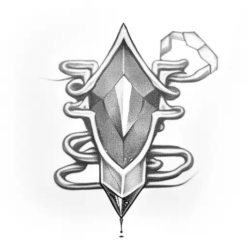 a dagger ontop of a gemstone tattoo design idea