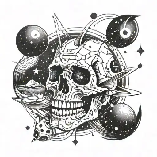 Combine elements of astrophysics and dentistry to create a unique celestial tooth constellation design tattoo design idea