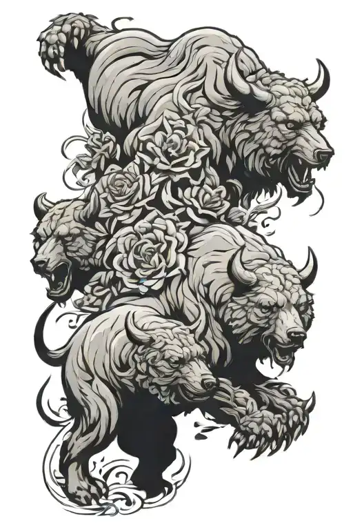 Bull run & Bear Season tattoo design idea