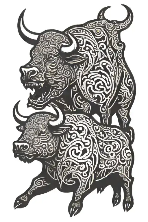Bull & Bear economy tattoo design idea