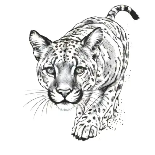 puma walking forward with a defiant face tattoo design idea