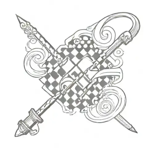 A club symbol filled with black and white checker pattern tattoo design idea