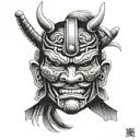 samurai mask old School tattoo design idea