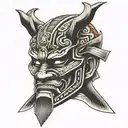 samurai mask old School tattoo design idea