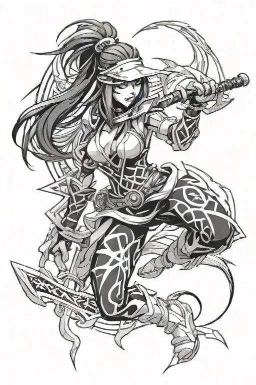 akali league of legends tattoo design idea