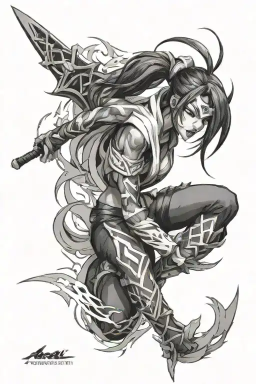 Akali League of Legends tattoo design idea