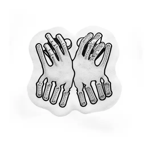 skeleton hands praying with birthdays and clouds  tattoo design idea