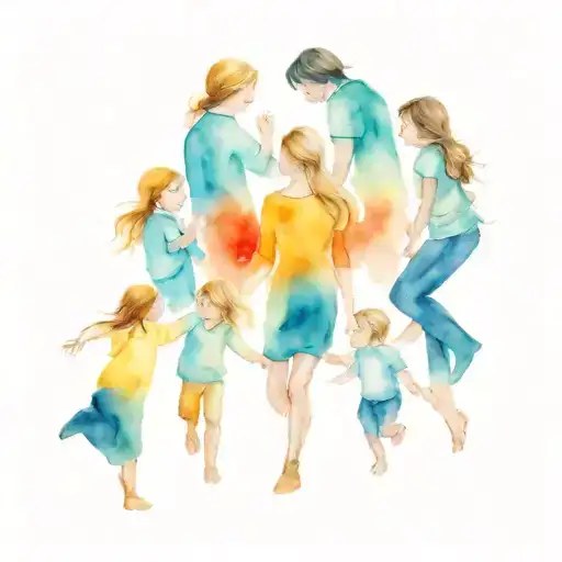 mom and five kids four boys one girl   tattoo design idea