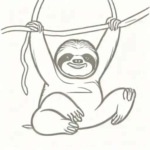 sloth hanging eating a cookie  tattoo design idea