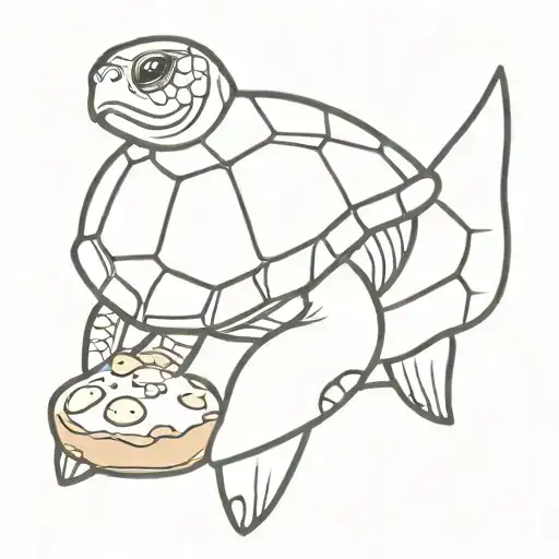 sea turtle eating a cookie  tattoo design idea