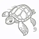 sea turtle, cookie, sloth  tattoo design idea