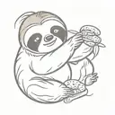 sloth eating a cookie   tattoo design idea