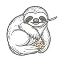 sloth eating a cookie   tattoo design idea