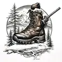 hunting, fall, snow shoe, mountains across tattoo design idea