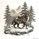 hunting, fall, snow shoe, mountains across tattoo design idea