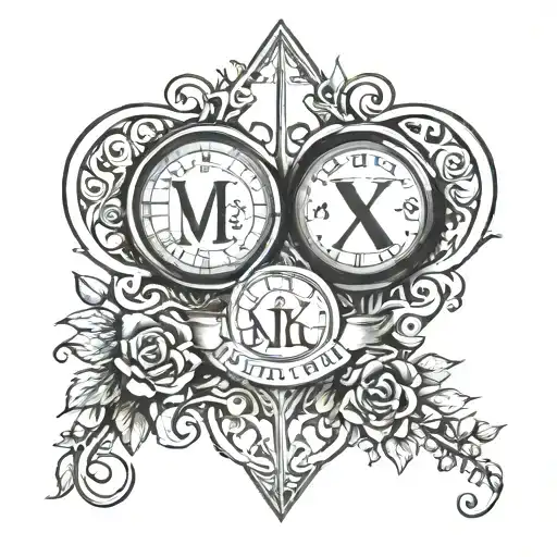 4-7-2018 roman numeral dates intertwined tattoo design idea